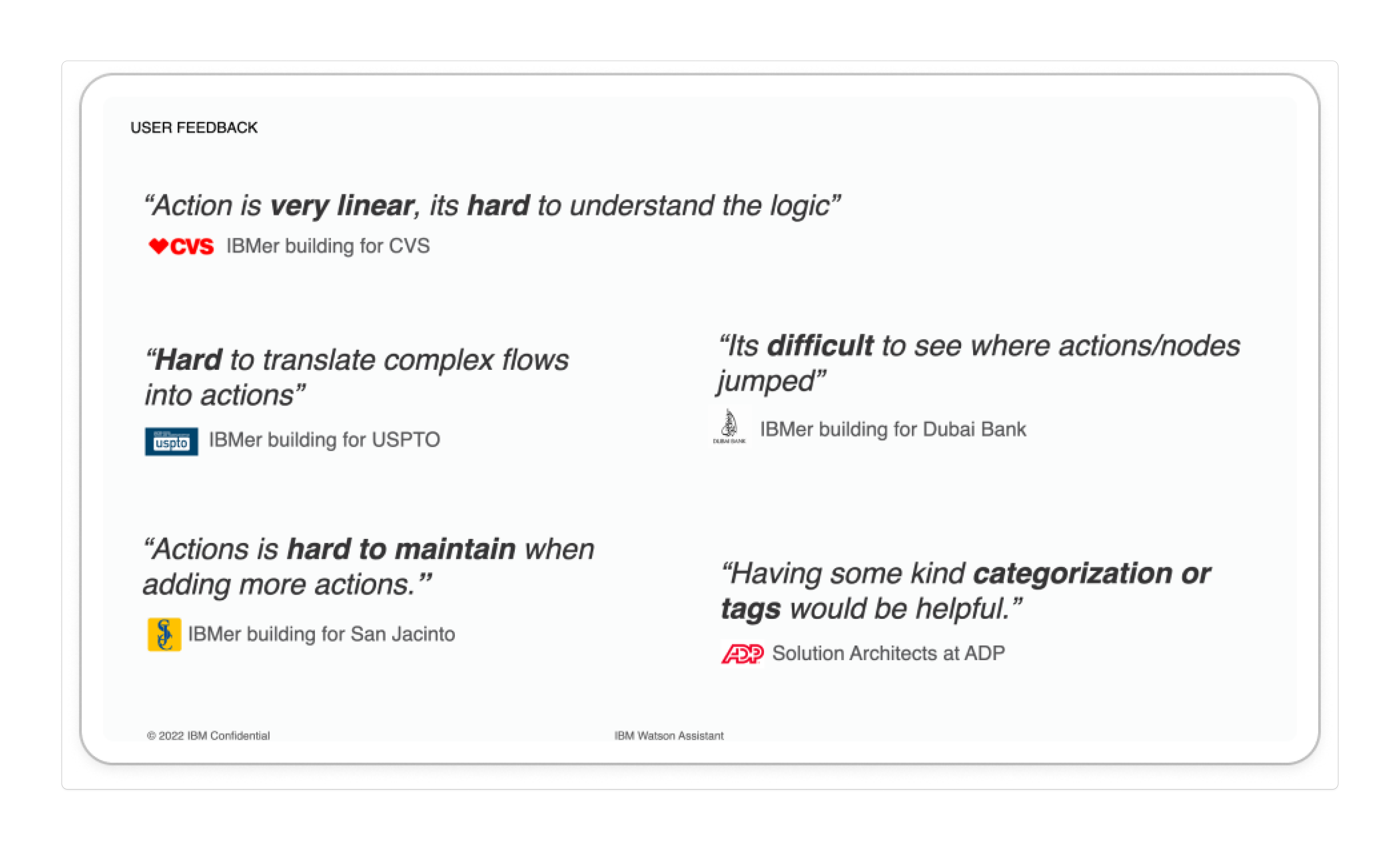 User feedback